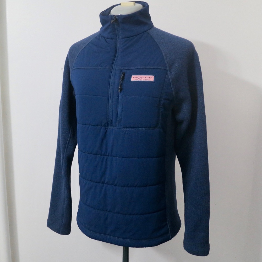 Vineyard Vines Quilted and Fleece Pullover in Blue Size Sm